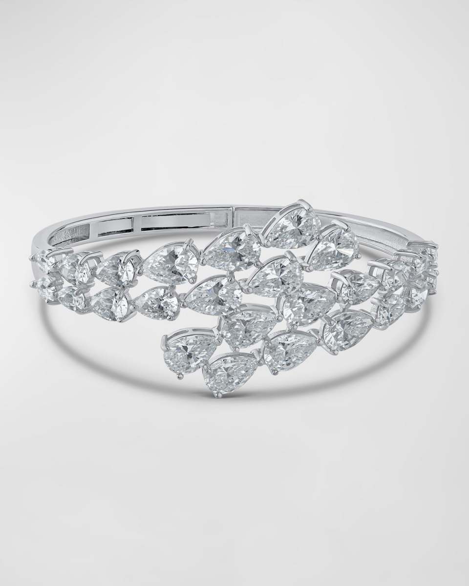 Cubic Zirconia Pear 4-Row Cuff Bracelet